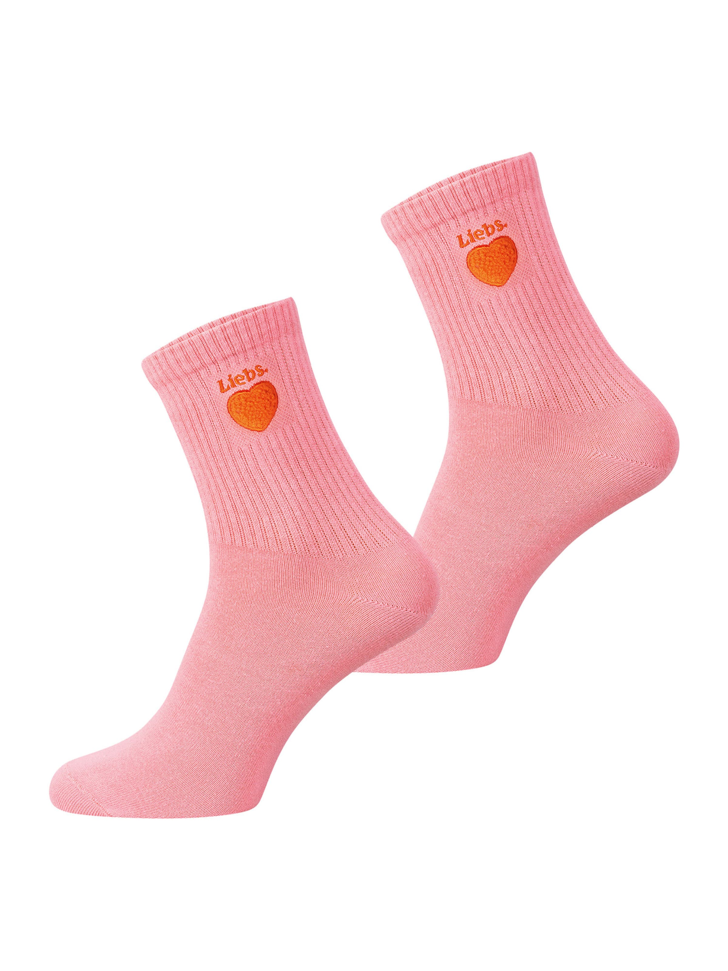 Nur Die Basicsocken ' Good Vibes ' in Pink: Vorderseite