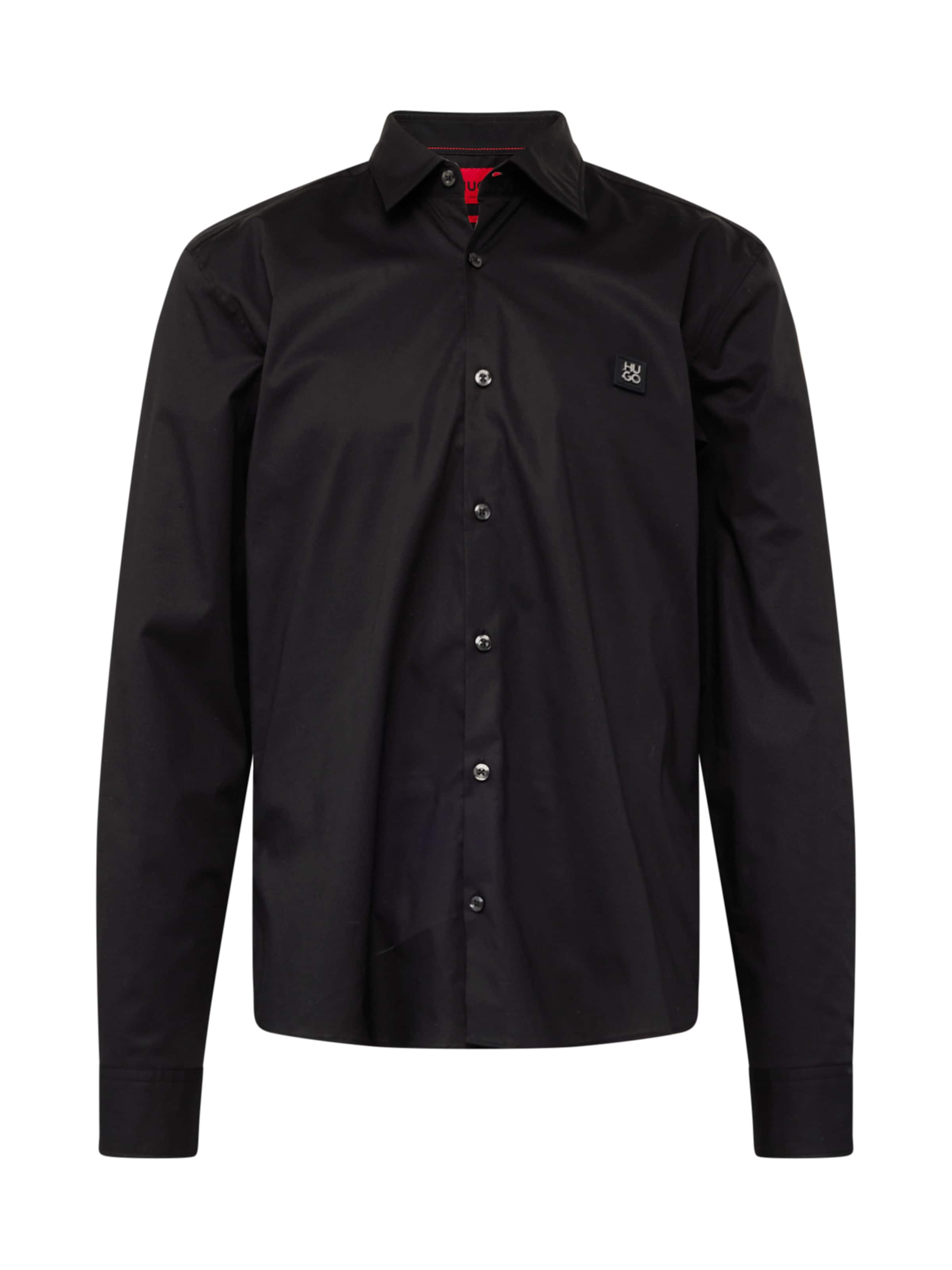 HUGO Slim fit Button Up Shirt &#x27;Ermo&#x27; in Black: front