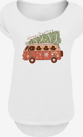 F4NT4STIC Shirt 'Groovy Christmas Camper Van' in White: front
