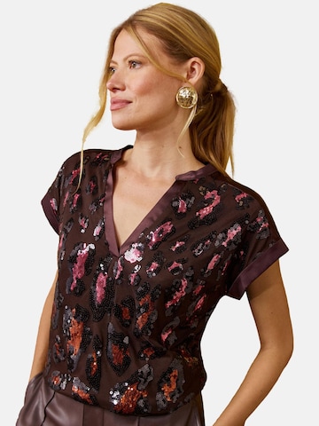 love & roses T-Shirt in Braun: Vorderseite
