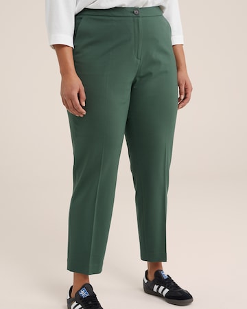 WE Fashion Slimfit Pantalon in Groen: voorkant
