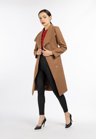 faina Between-Seasons Coat in Brown