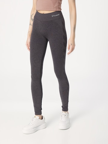 Skinny Pantalon de sport Hummel en noir : devant