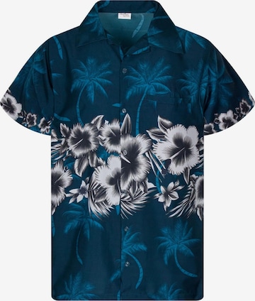 King Kameha Blouse 'Flower Chest' in Green: front