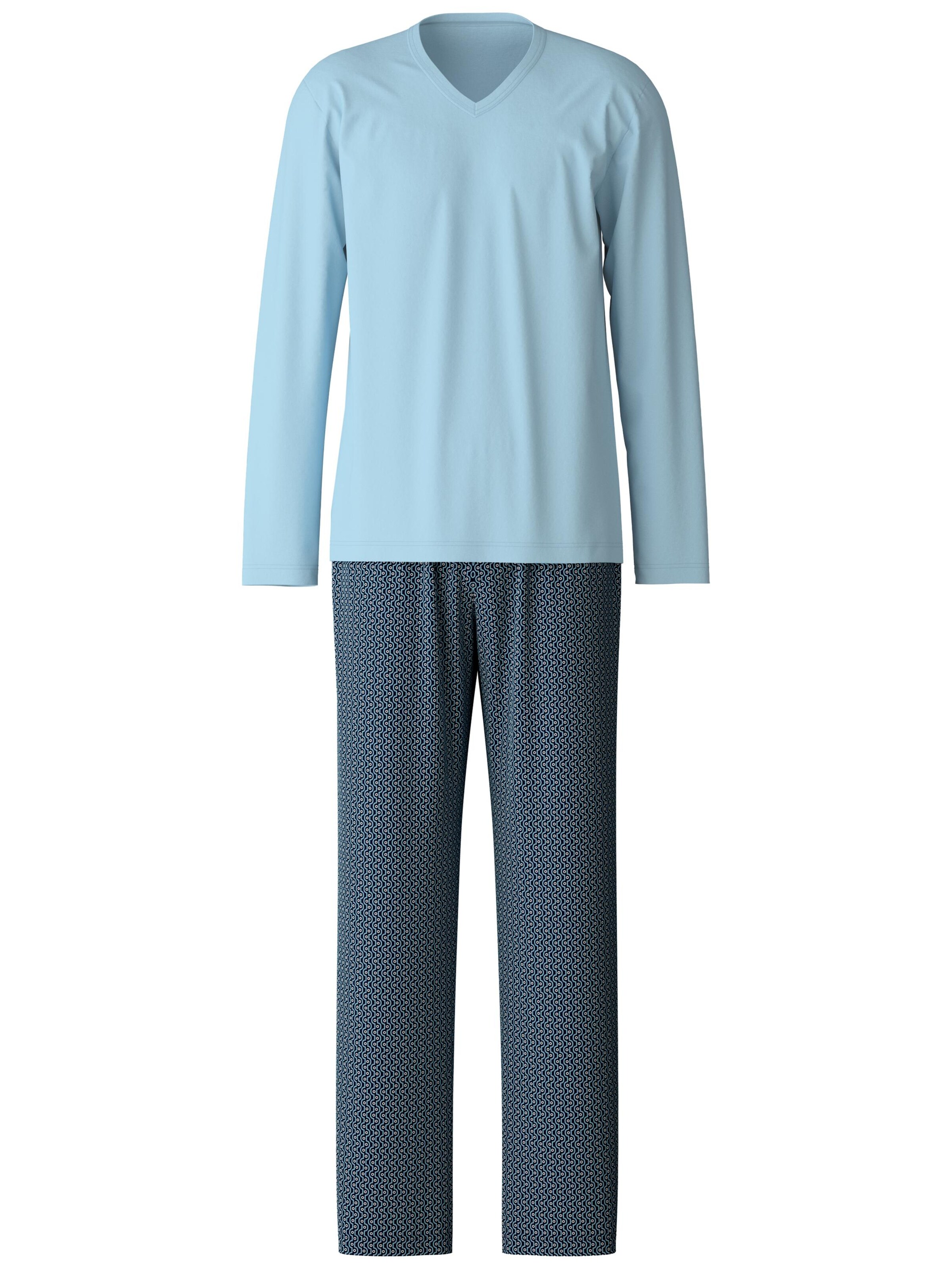 CALIDA Pyjama lang 'Cotton Special'‌‌ in Blau: Vorderseite