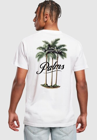 T-Shirt 'Three Palms' Mister Tee en blanc : devant