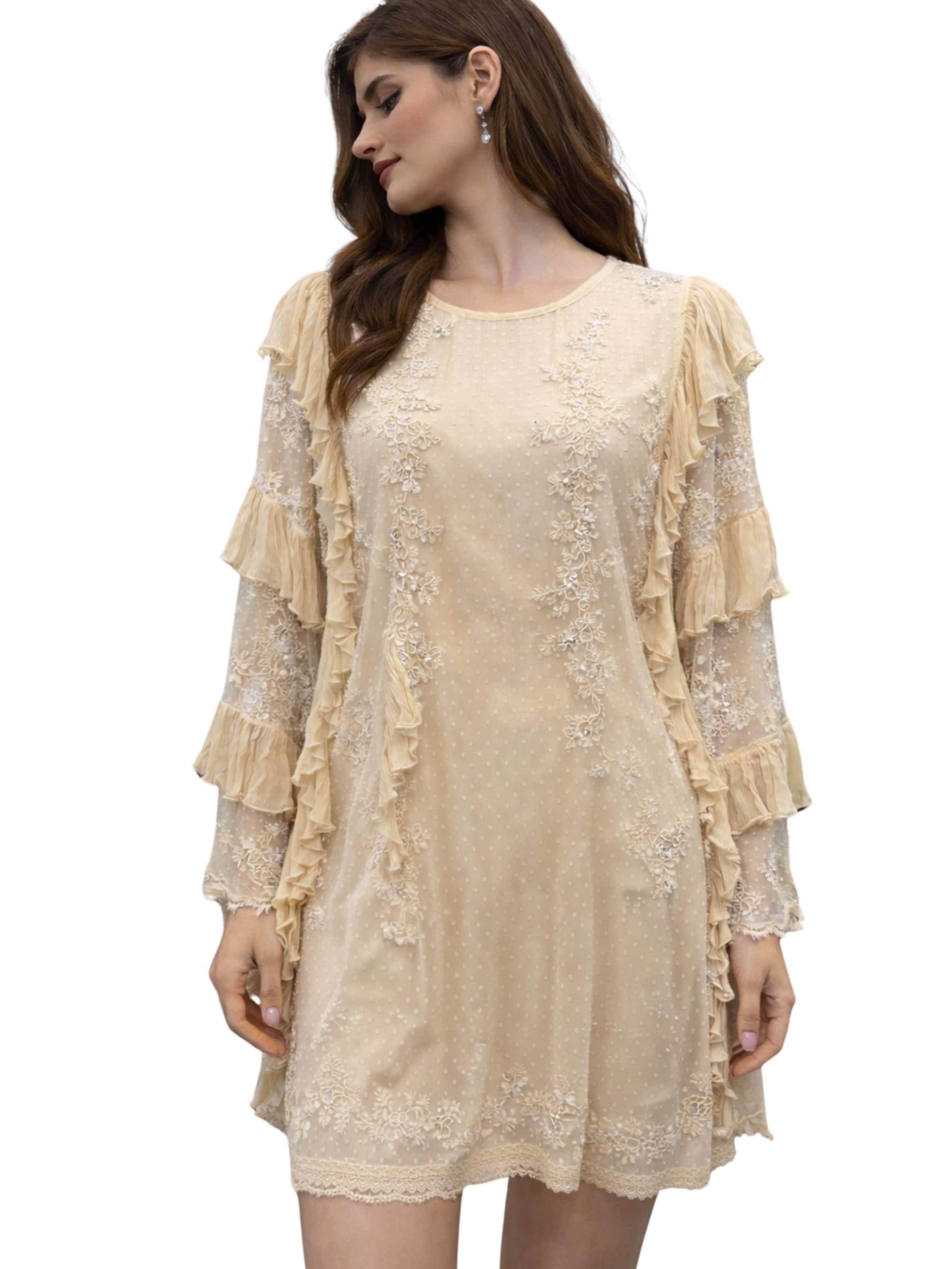 Aniye By Avondjurk in Beige: voorkant