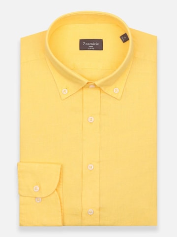 Camicia business 'Leonardo Linen Man Shirt' di 7Camicie in giallo: frontale