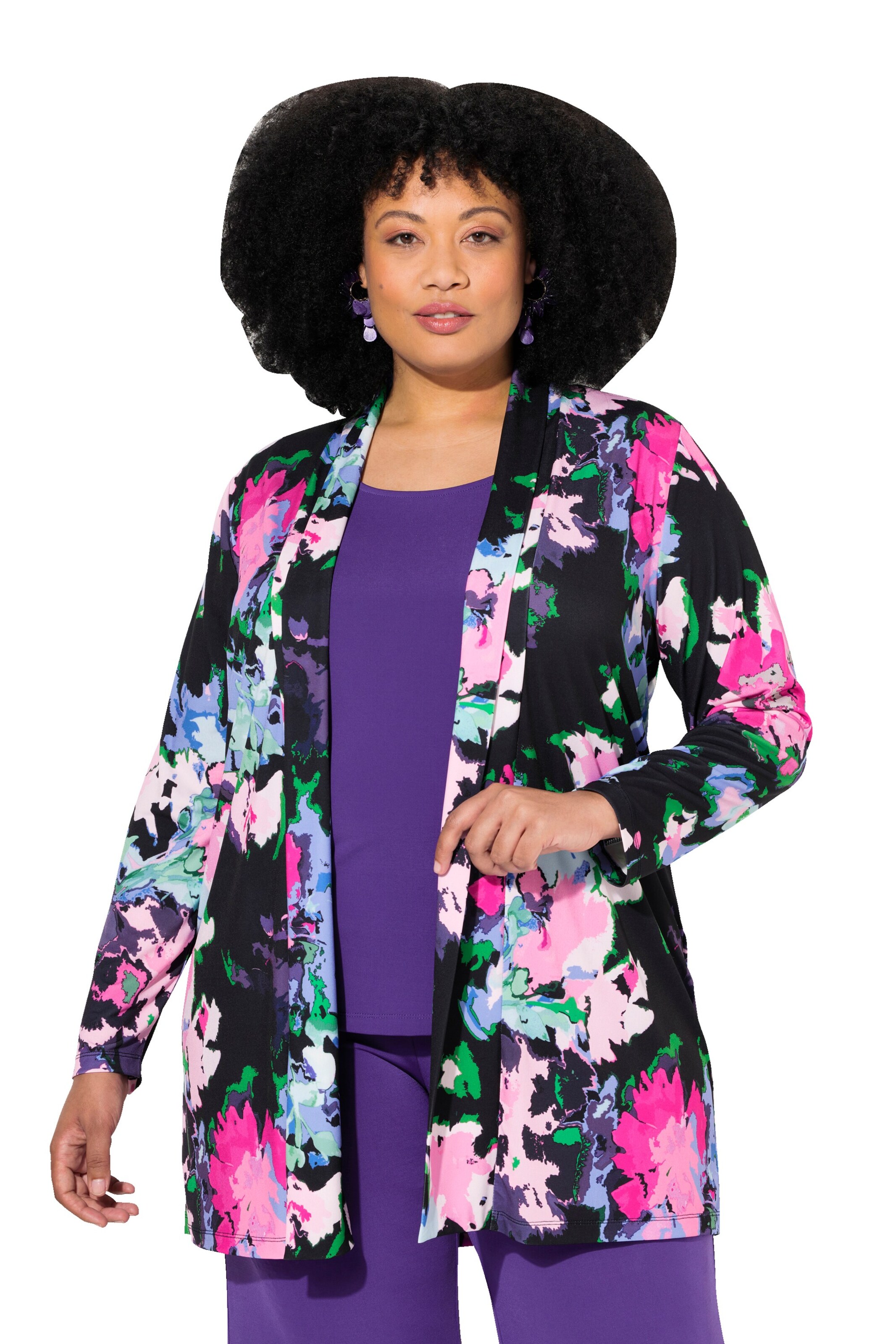 Ulla Popken Strickjacke in Schwarz: Vorderseite