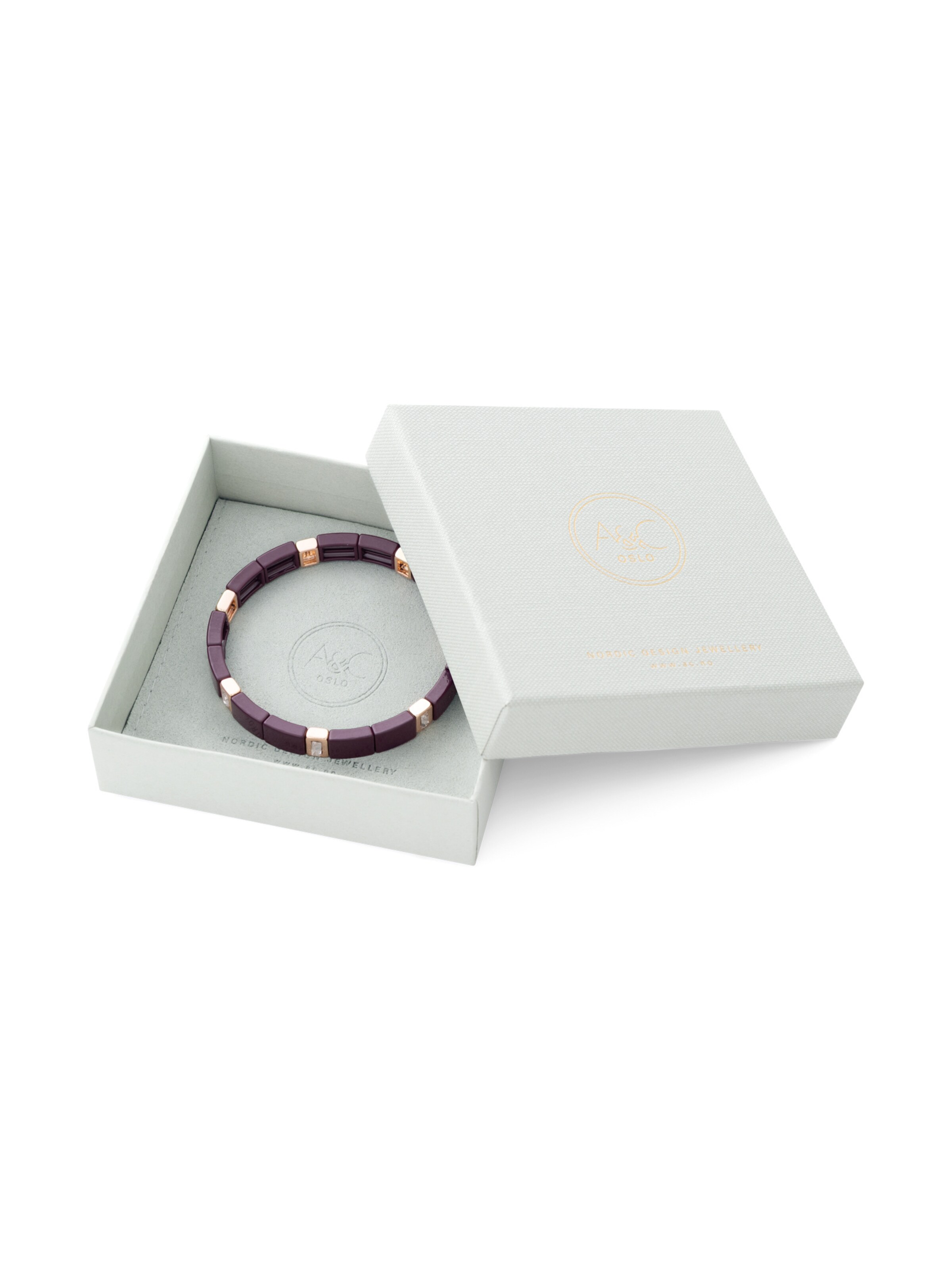 A&C Oslo – Nordic Design Jewellery Armband 'Enamel Tiles Crystal Line' in Bruin