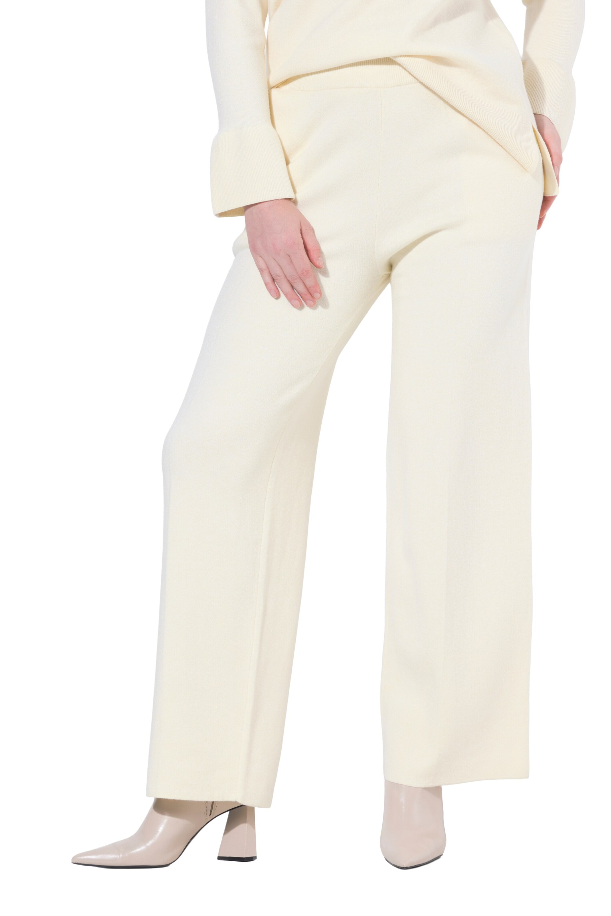 Ulla Popken Loosefit Hose in Weiß: Vorderseite