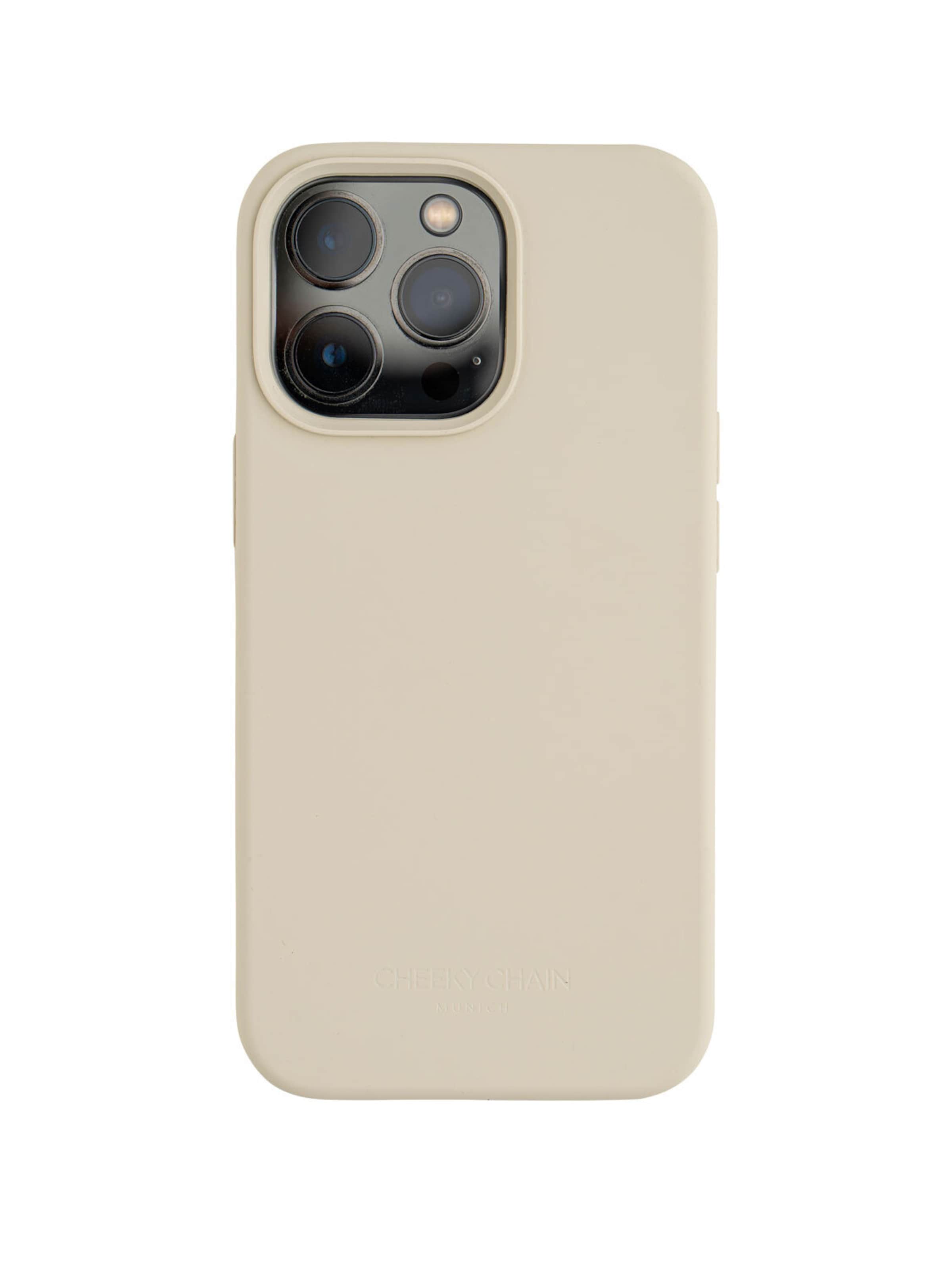 Cheeky Chain Munich Smartphonehoesje 'iPhone 15 Pro' in Beige: voorkant