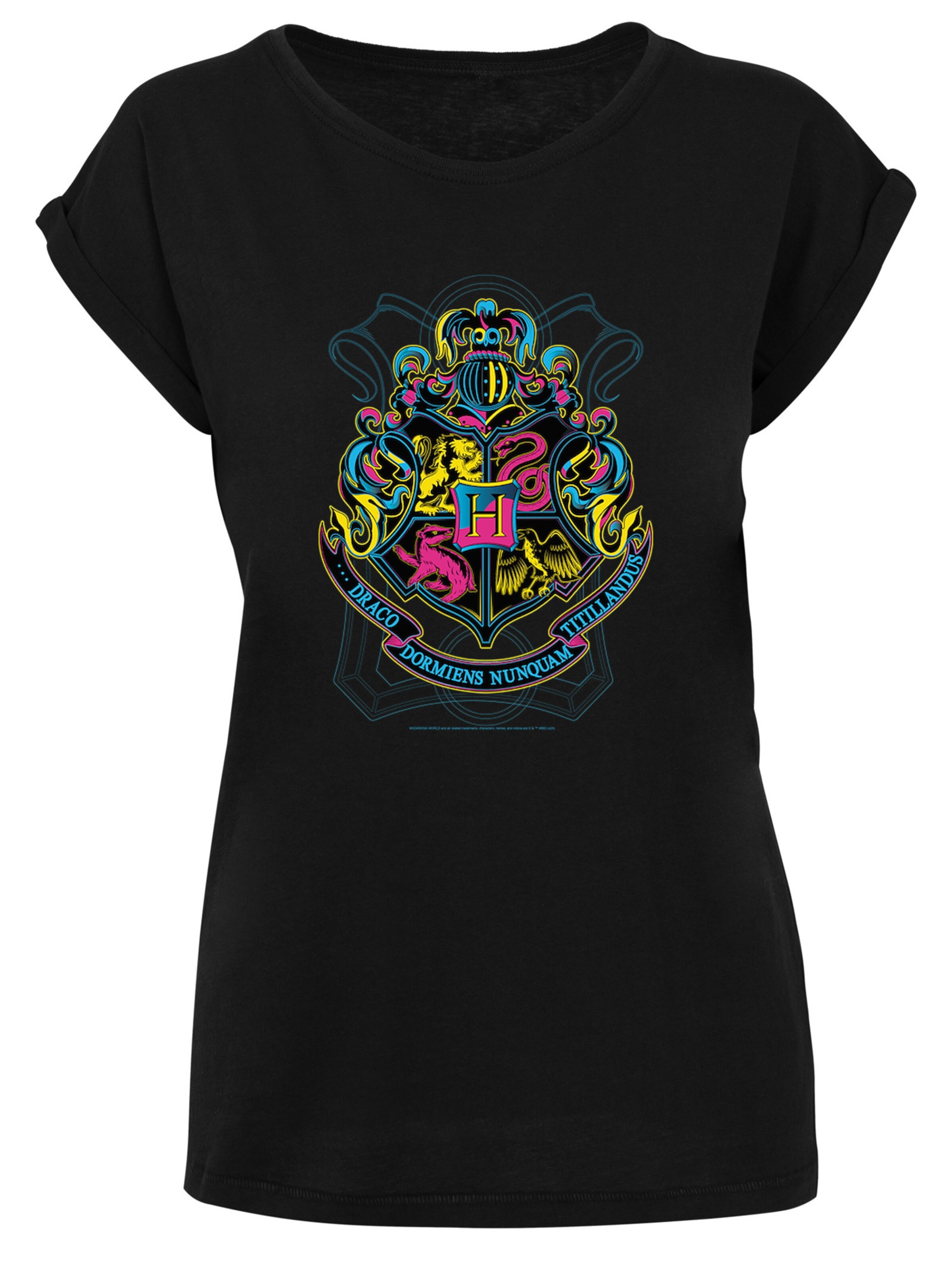 F4NT4STIC T-Shirt 'Harry Potter Neon Hogwarts Crest' in azur / gelb / pink / schwarz, Produktansicht