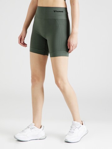 Hummel Skinny Sportbroek 'Tif' in Groen: voorkant