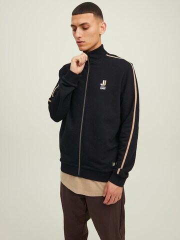 JACK & JONES Zip-Up Hoodie 'LOGAN' in Black: front