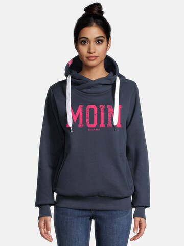 Sweat-shirt 'SÜNN - MOIN' salzhaut en bleu : devant