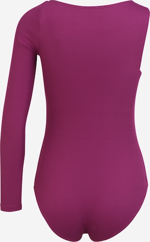 River Island Petite Shirt Bodysuit in Purple