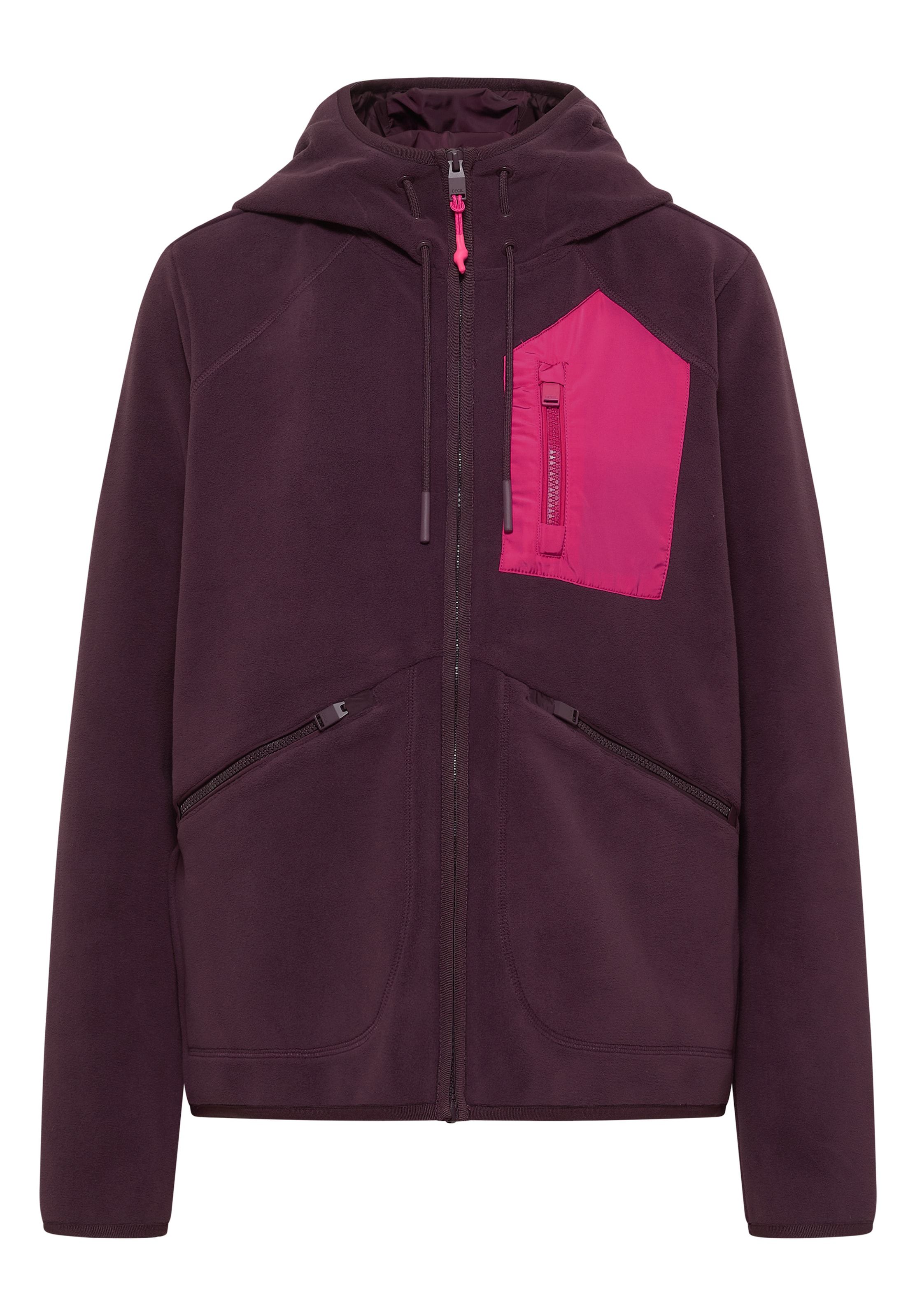 CECIL Jacke aus Fleece mit Kapuze in Rot: Vorderseite
