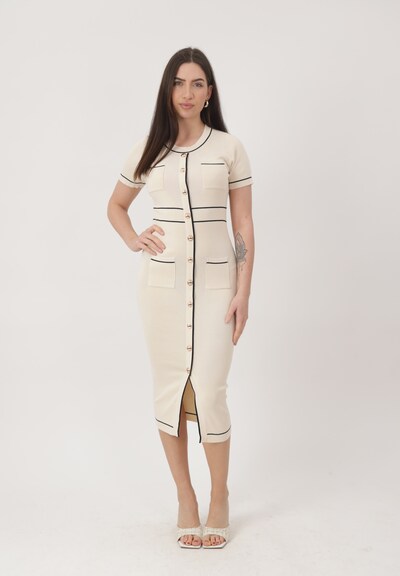 Elara Gebreide jurk in de kleur Beige / Zwart, Productweergave