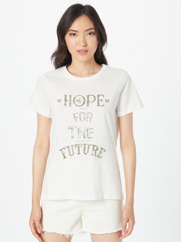 PULZ Jeans T-Shirt 'HOPE ' in Weiß: predná strana