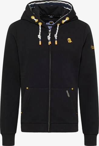 Schmuddelwedda Zip-Up Hoodie in Black: front