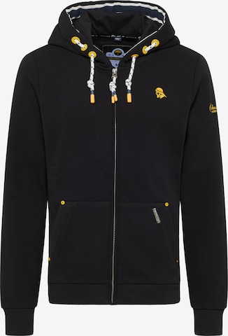 Schmuddelwedda Zip-Up Hoodie in Black: front