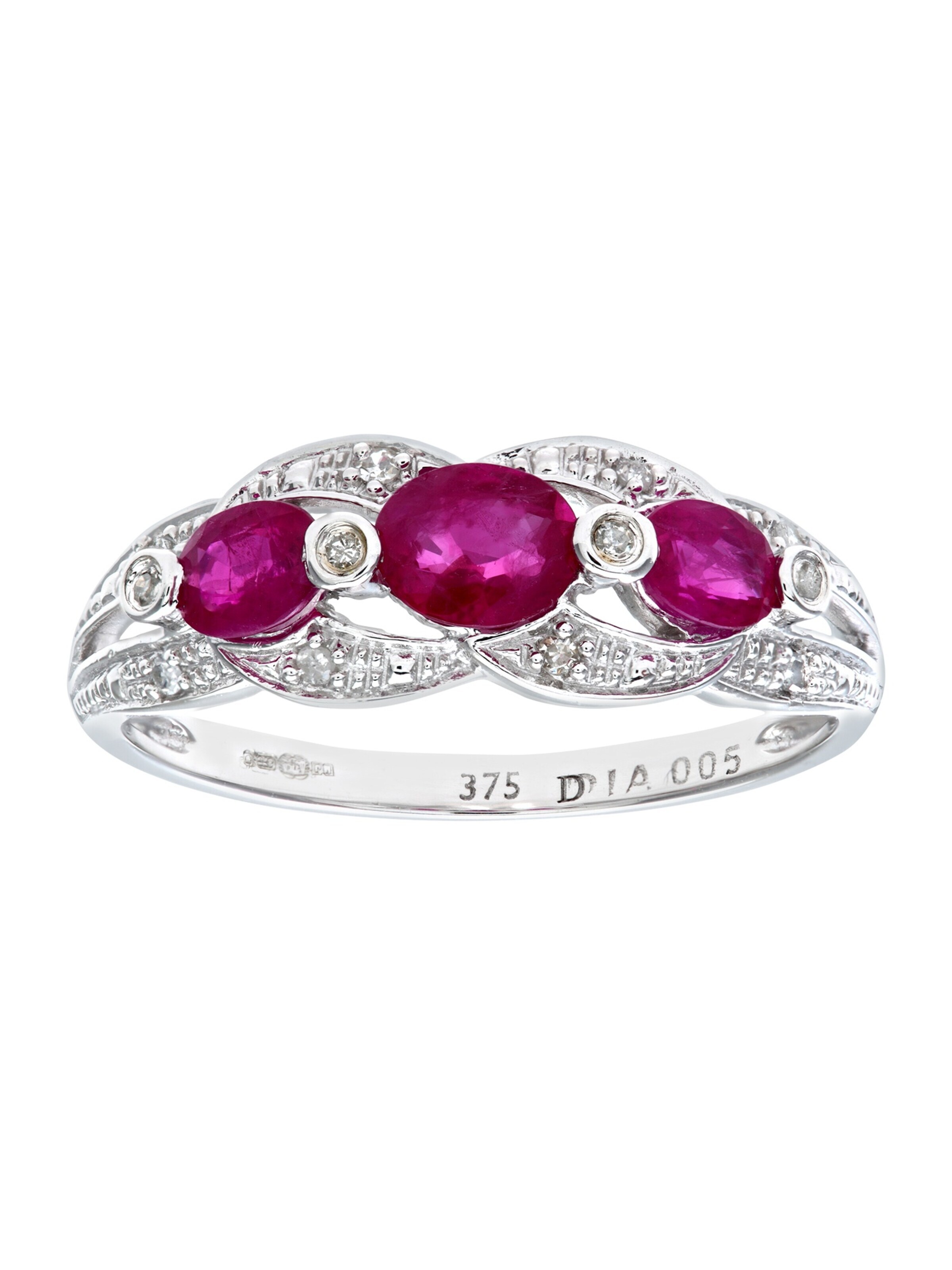 DIAMANT LETERNEL Ring 'Ring aus 375 Weißgold mit Diamant mit Rubin' in Silver: front