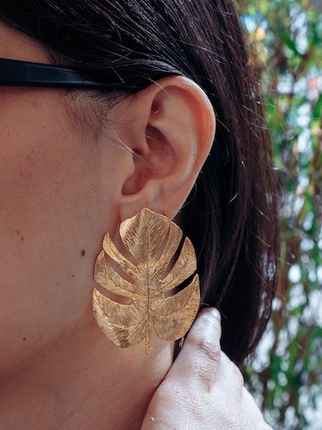 Les Reines Oorbellen 'The Grand Leaf' in Goud