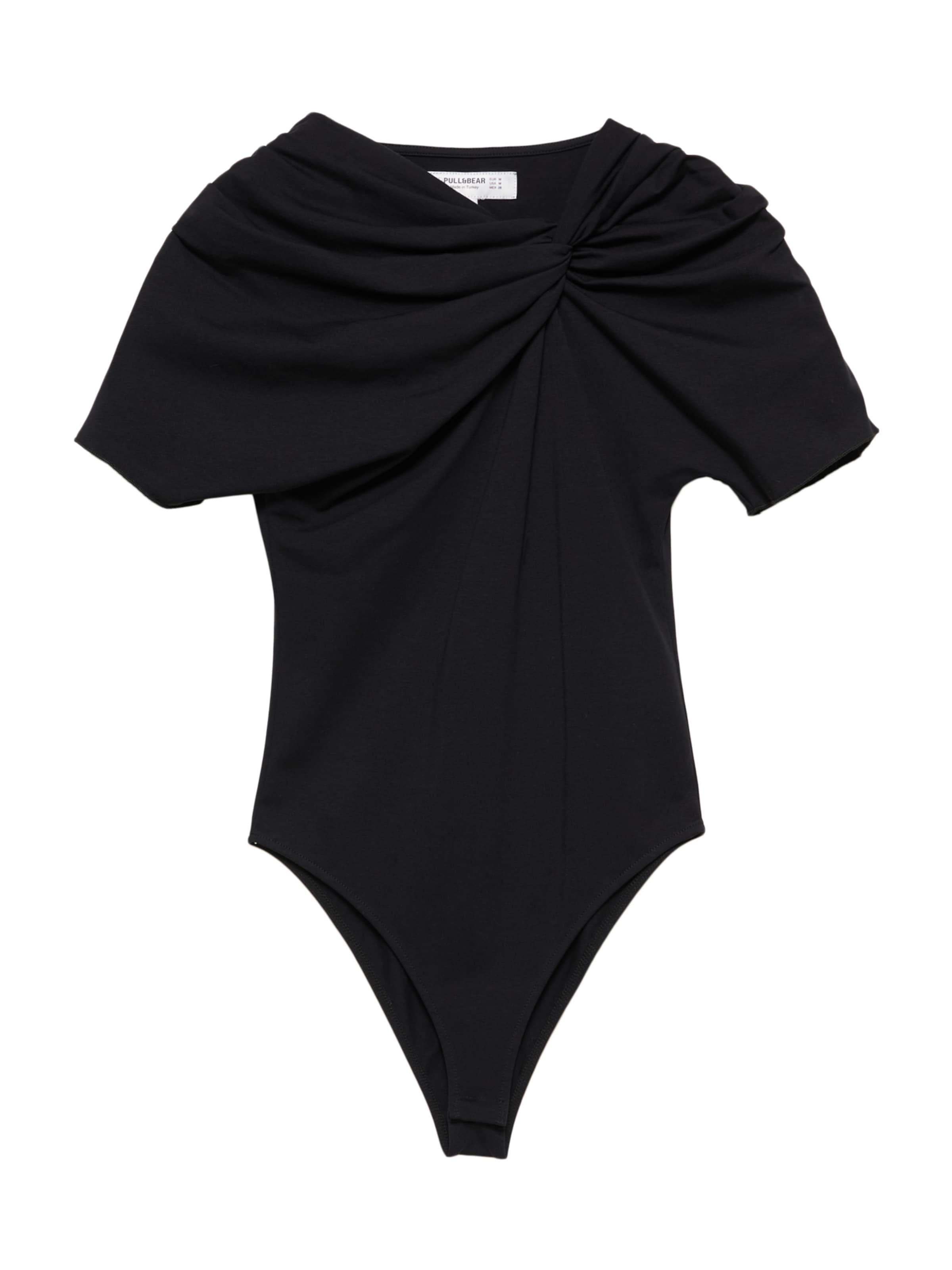 Pull&Bear Блуза боди в черно: отпред