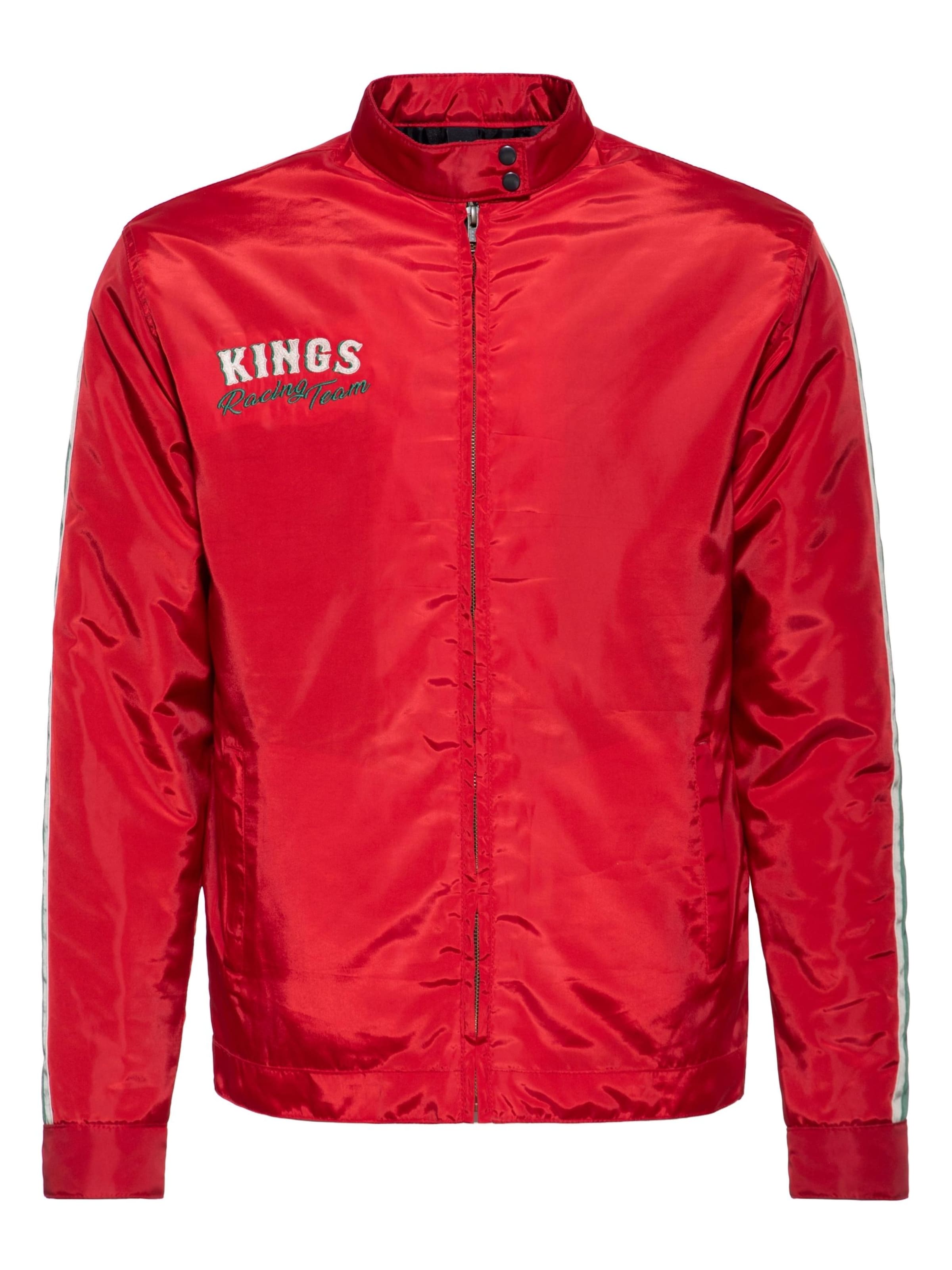 King Kerosin Between-Season Jacket 'Speedway Kings' in Red: front
