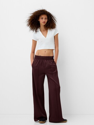 Bershka Wide leg Byxa i brun