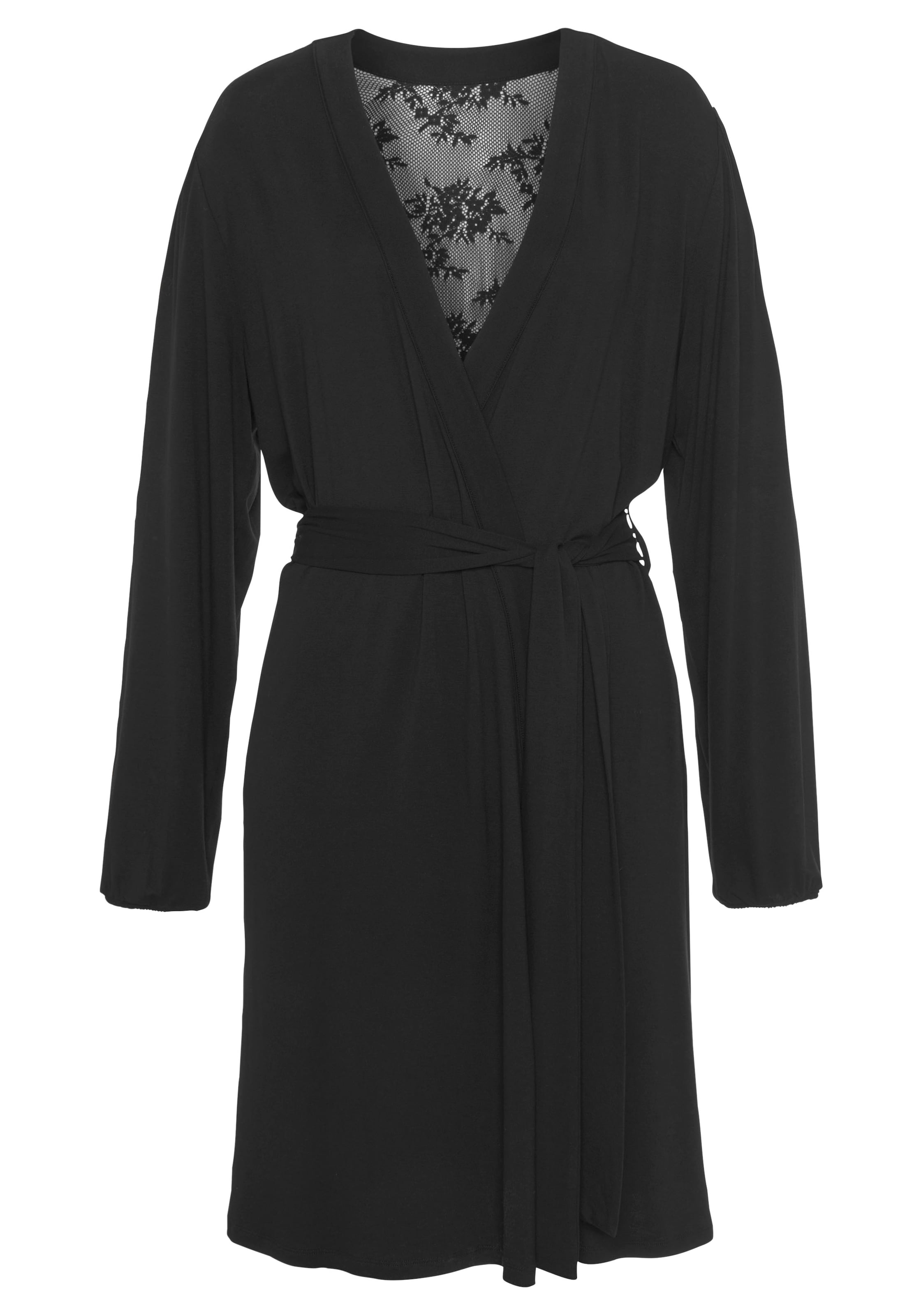 Bruno Banani Сутрешен халат в черно: отпред