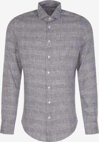 Coupe slim Chemise business 'SMART LINEN' SEIDENSTICKER en gris : devant