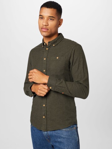 BLEND Regular fit Button Up Shirt in Green: front