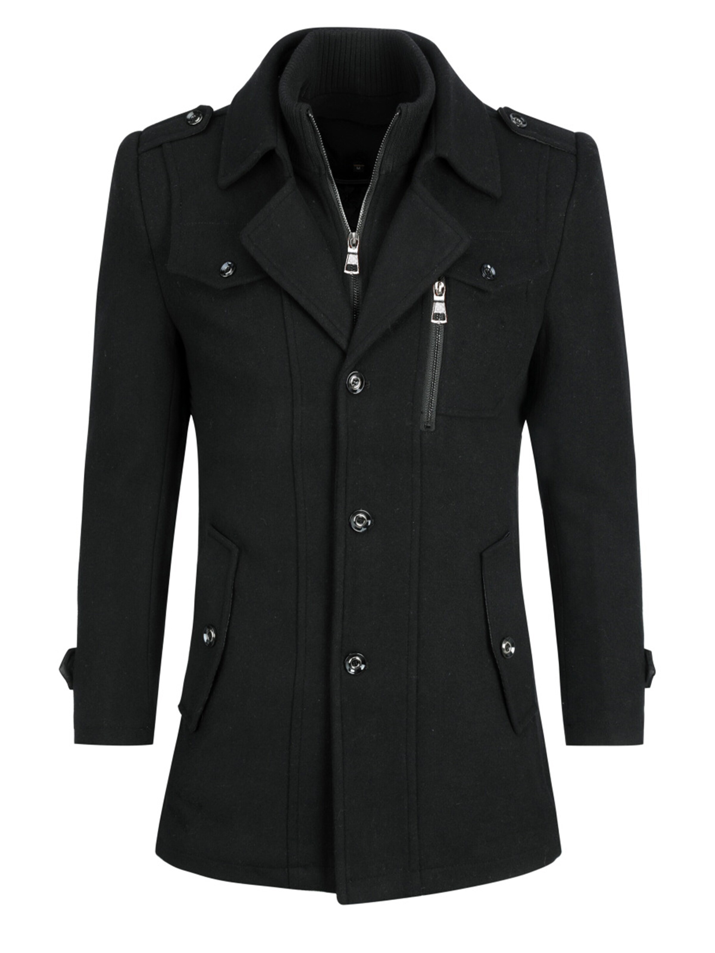 ALLTHEMEN Winterjas 'Morgenkühle-1' in Zwart