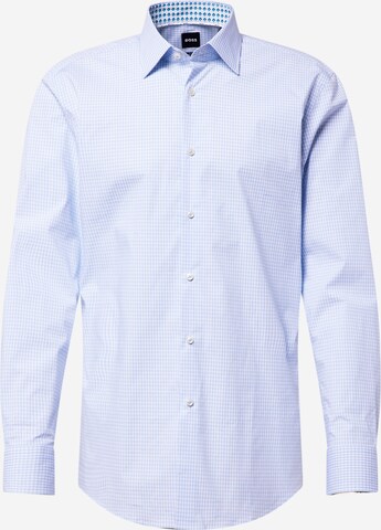 BOSS Slim Fit Бизнес риза 'HANK' в синьо: отпред