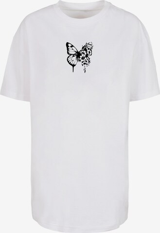 Merchcode Oversized Shirt 'Flowers Bloom' in White: front