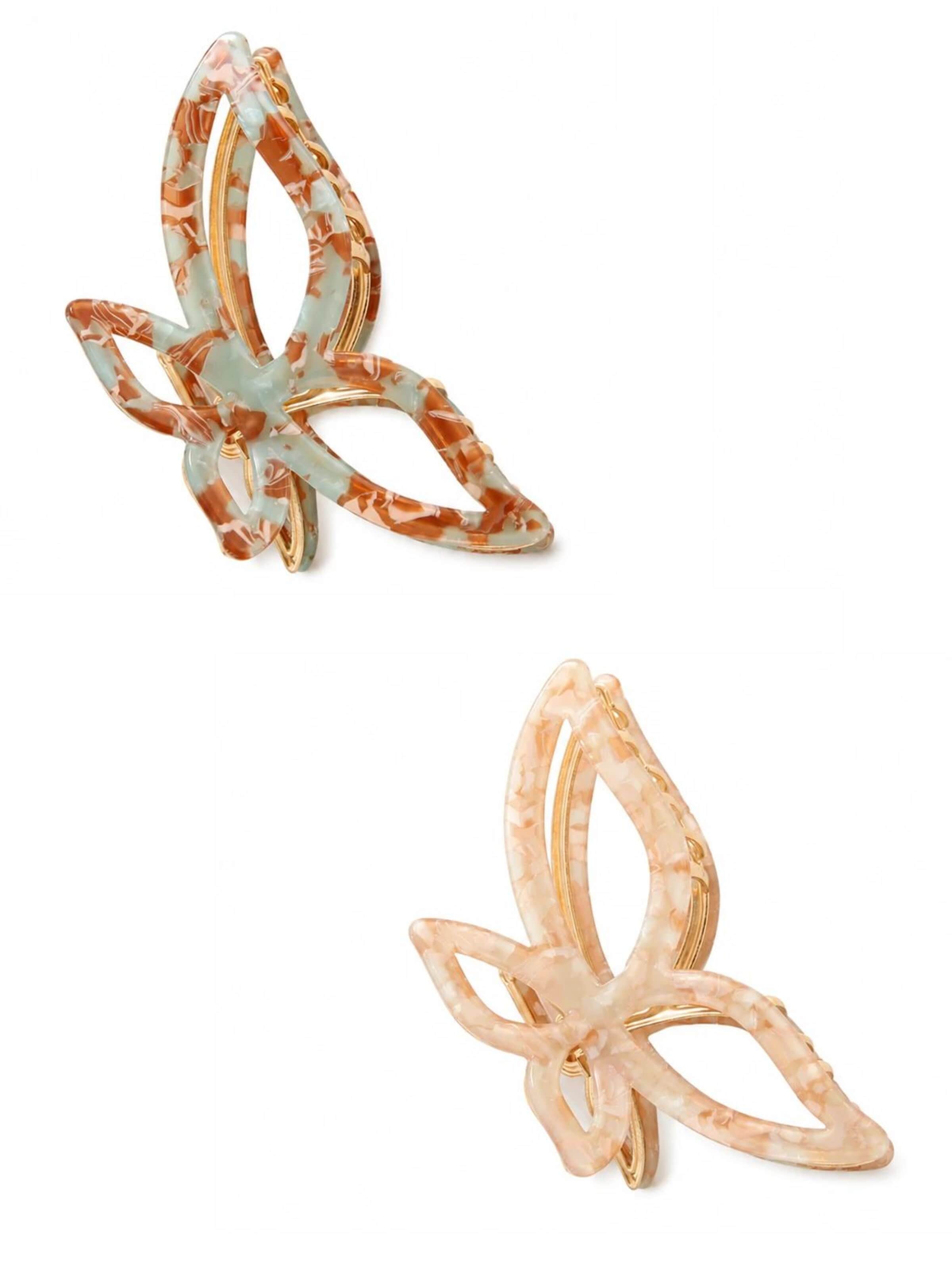 Emilie collection Hair Jewelry '2x haarklem vlinder' in Mixed colors: front