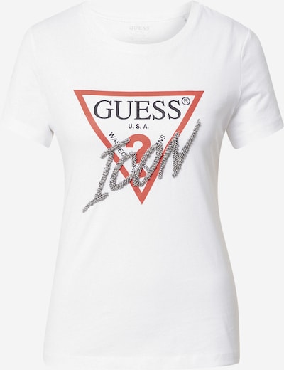 GUESS Majica | rdeča / črna / srebrna / bela barva, Prikaz izdelka