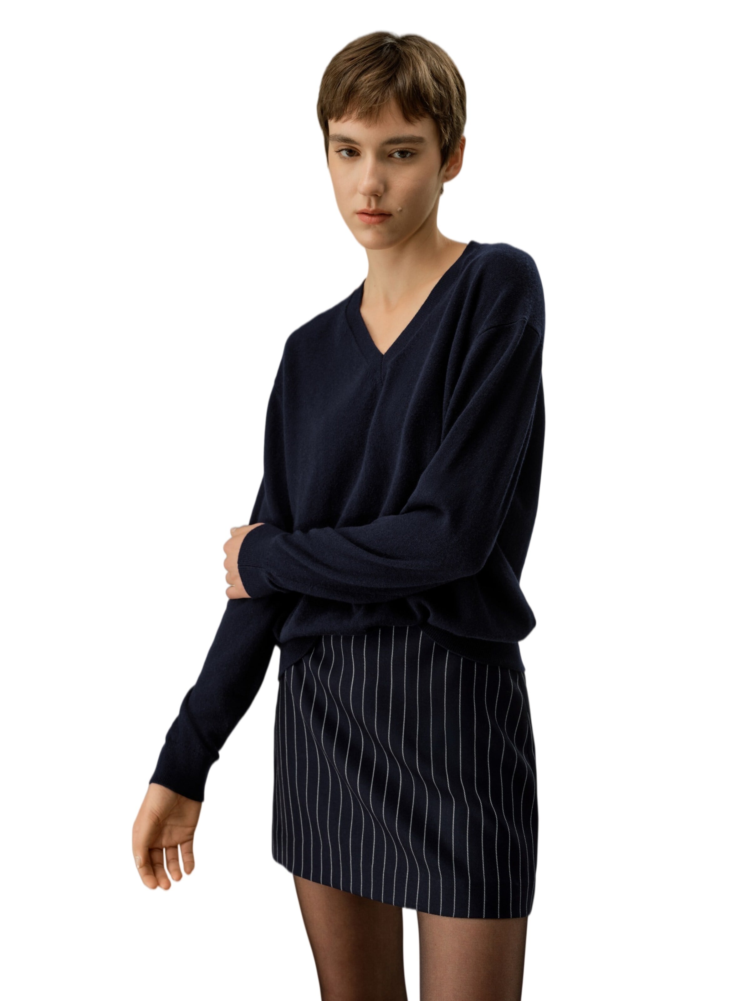 Pullover 'Baby-Kaschmir Pullover mit V-Ausschnitt' di Lilysilk in blu