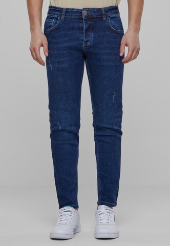 2Y Premium Slimfit Jeans in Blauw: voorkant