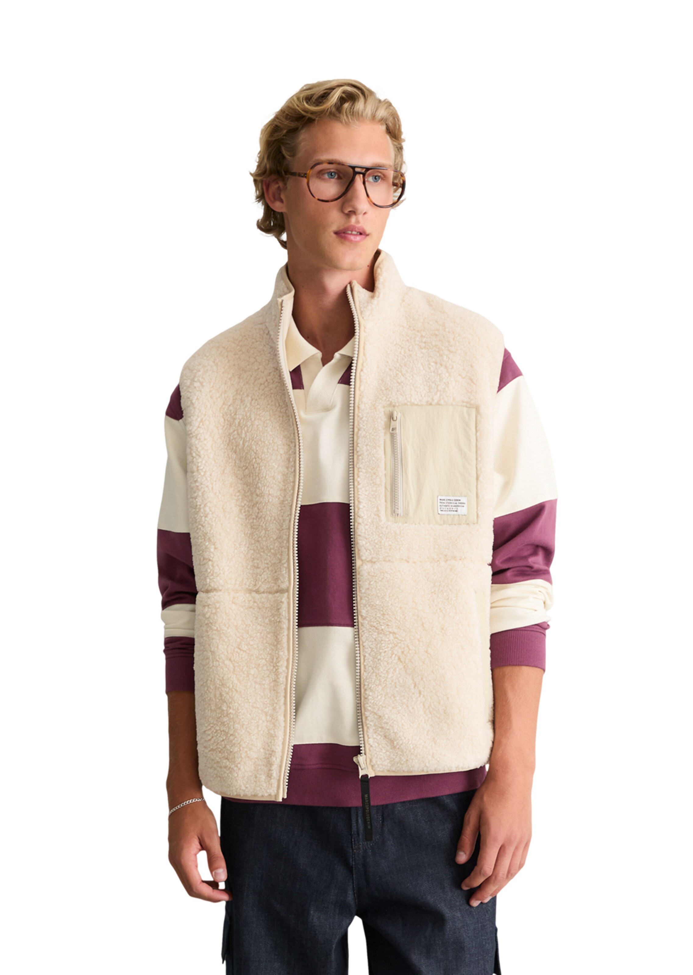 Marc O'Polo DENIM Bodywarmer in Beige: voorkant