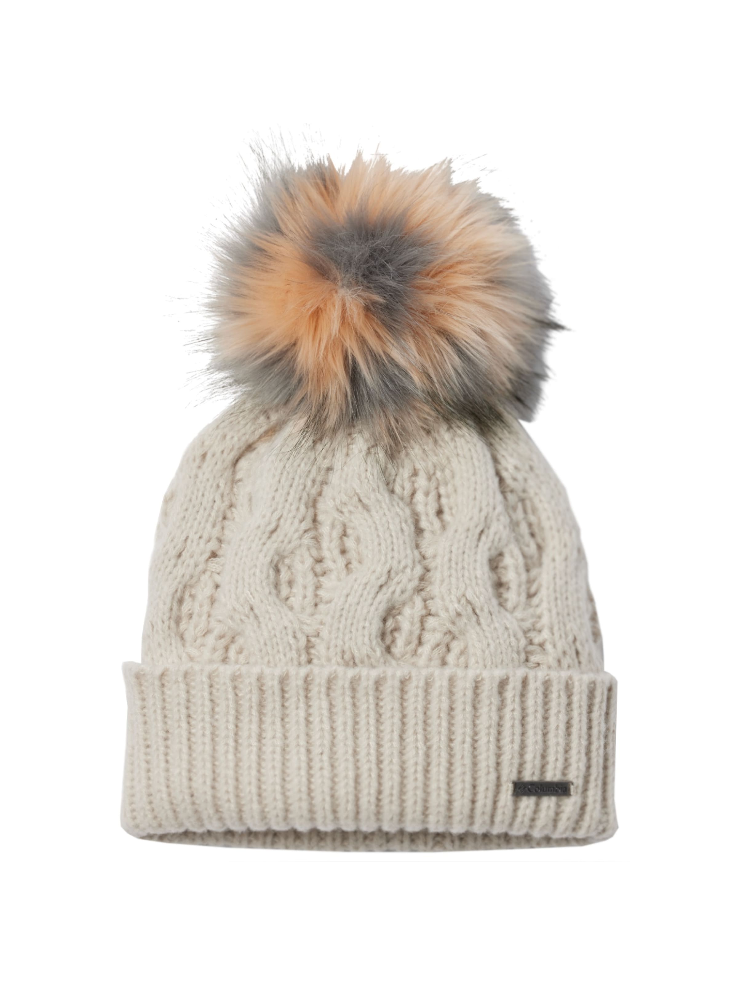 COLUMBIA Beanie 'Columbia Boundless Days Cable Knit Pom Beanie' in Beige: front