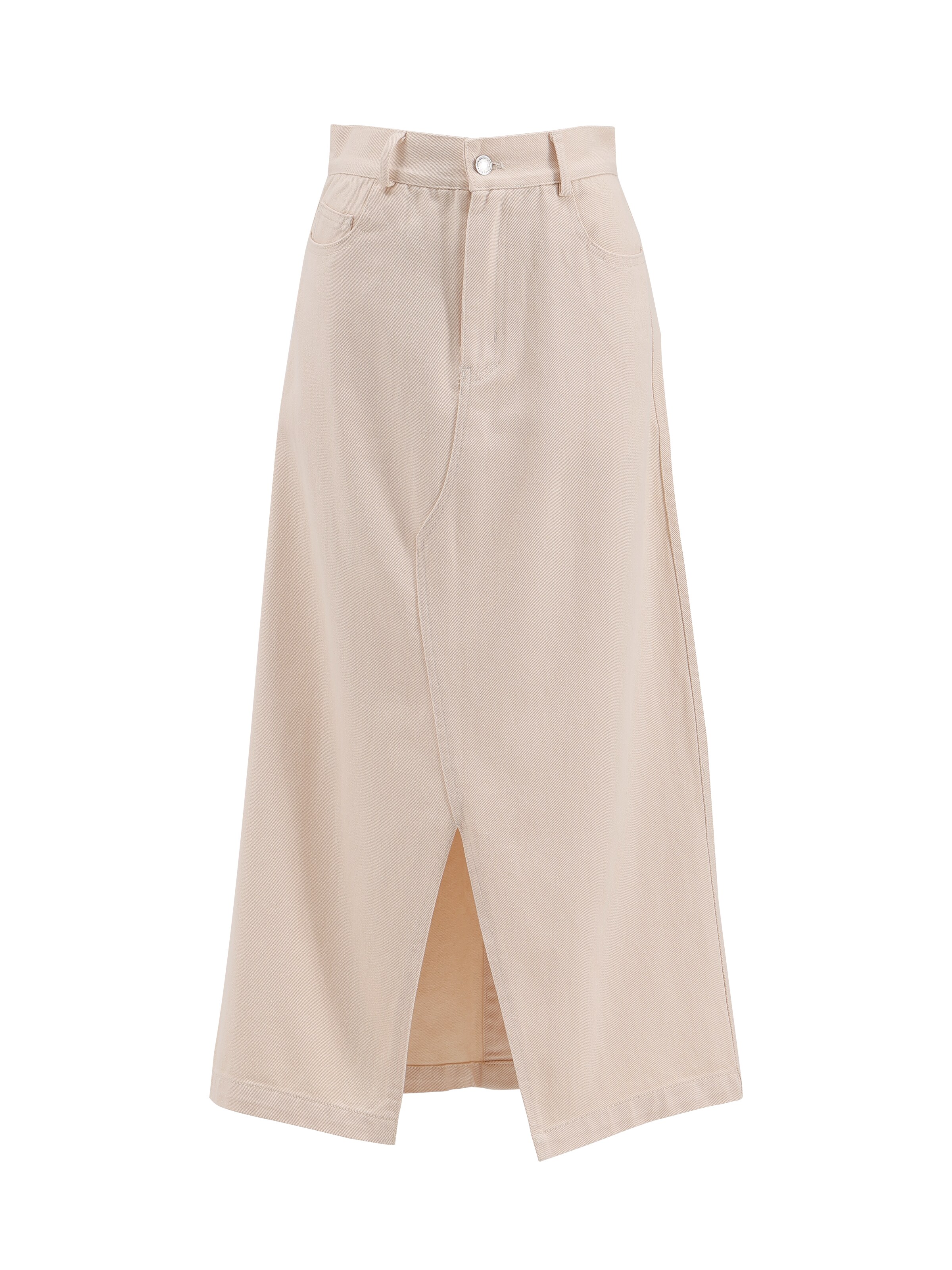 TorWeit Skirt 'Straight-cut denim skirt-Natural-coloured hemp denim' in Beige: front