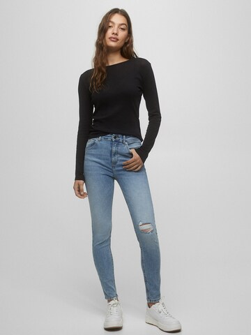 Pull&Bear Skinny Kavbojke | modra barva: sprednja stran