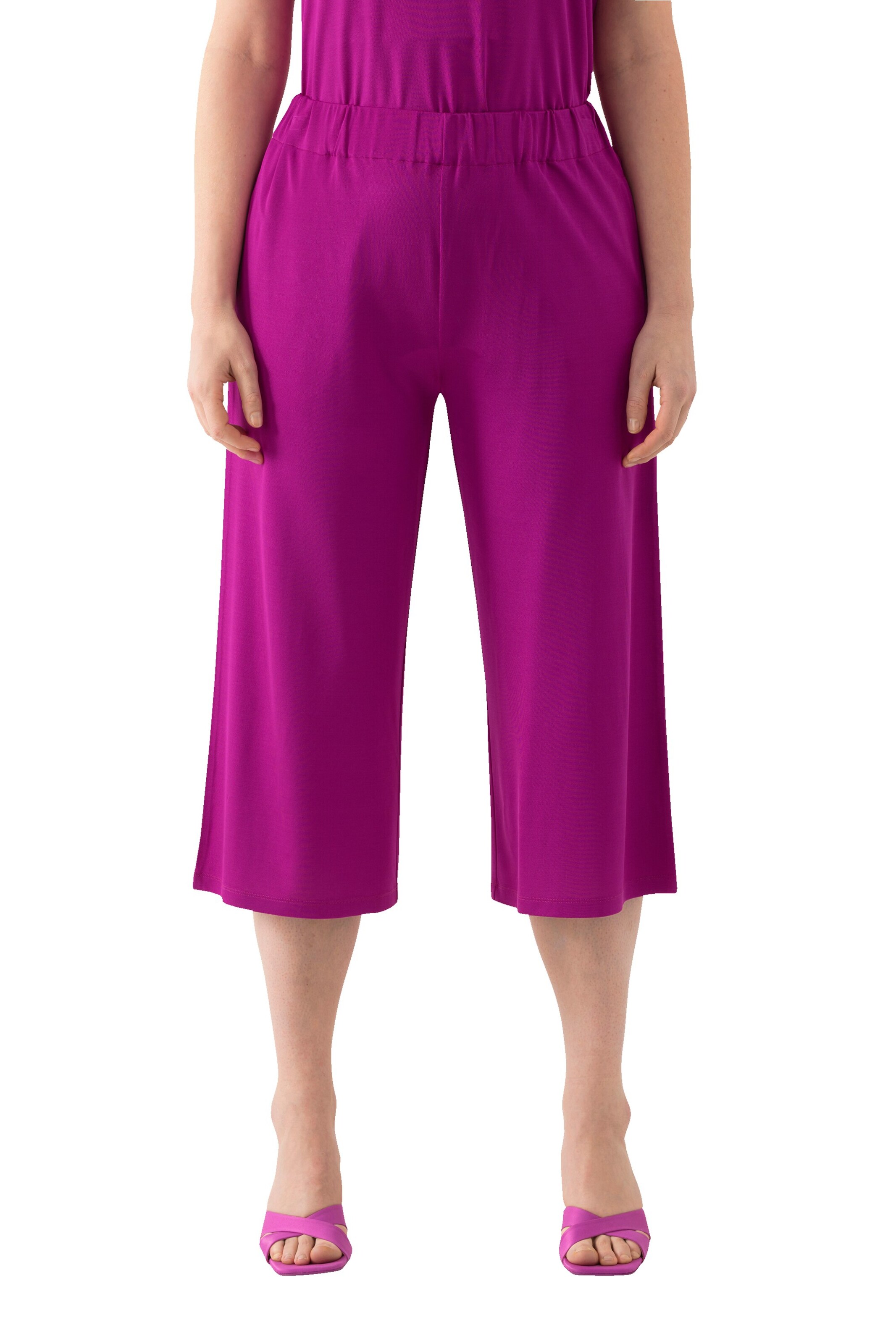 Ulla Popken Wide leg Trousers in Pink: front