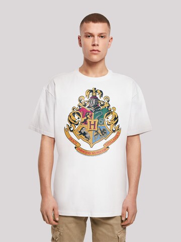 F4NT4STIC T-Shirt 'Harry Potter Hogwarts Crest Gold' in Weiß: Vorderseite