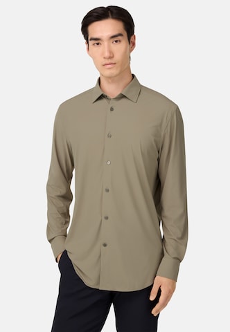 Coupe regular Chemise Boggi Milano en beige : devant