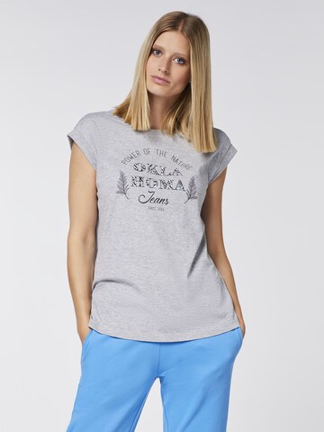 Oklahoma Jeans T-Shirt ' mit Statement-Print aus Jersey ' in Grau: predná strana