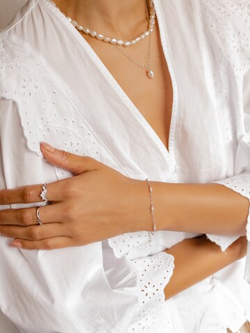 Hey Happiness Bracelet 'Pearl Line' in Silver: front